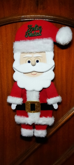 Enfeite de porta Papai Noel Grande em feltro e pelúcia - Brunart's