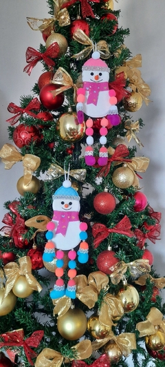 Pingente grande para árvore de Natal boneco de neve / Noel pompom - comprar online