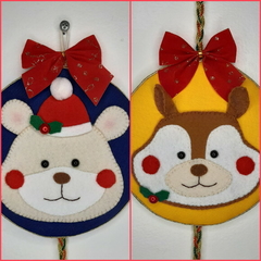 Enfeite de porta mini guirlandas com personagens do Natal - Brunart's