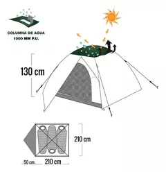 Carpa Waterdog Modelo Dome II para 2 o 3 personas - Armeria Yiyo