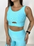 Conjunto canelado top alongado M - azul ártico