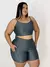 Conjunto canelado de short G/GG com bolso top Clarisse - Verde noite na internet