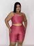 Conjunto canelado de short c/ bolso GG top Basico- Rosa Sândia