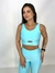Conjunto canelado top cropped M - azul ártico