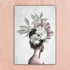 Quadro Decorativo Mulher Flor Fundo Branco