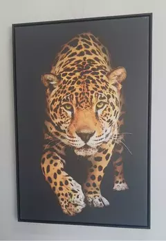 Quadro Decorativo Onça Pintada Corpo Inteiro Fundo Preto - Wall Decor - Quadros e Espelhos 