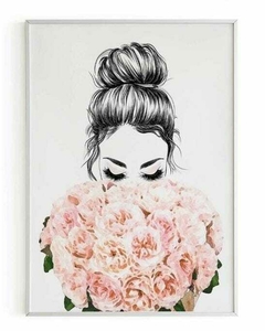 Quadro Decorativo Mulher rosas delicadas - comprar online
