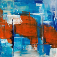 Quadro Decorativo Pintura Vermelho Azul Branco - comprar online