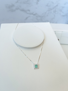 COLAR DE PRATA LUXO ZIRCÔNIA QUADRADA TURMALINA - comprar online