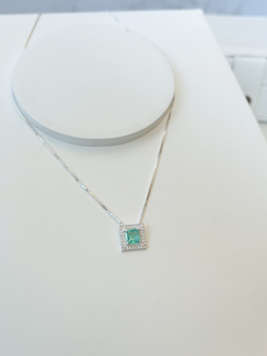 COLAR DE PRATA LUXO ZIRCÔNIA QUADRADA TURMALINA na internet