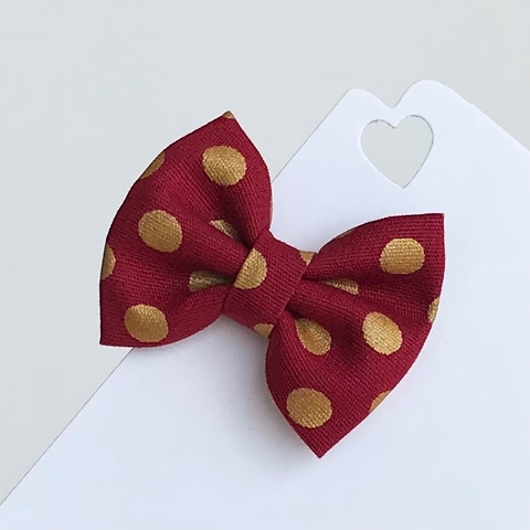 Laço gravatinha de tecido (5cm) Vermelho Dourado