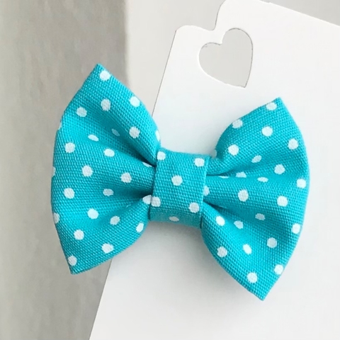 Laço gravatinha de tecido (5cm) - Poá Tiffany