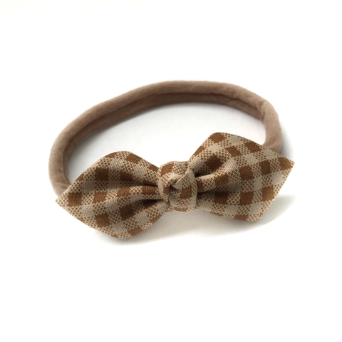 Laço Mimo (Turbantinho 8cm) - Xadrez Capuccino