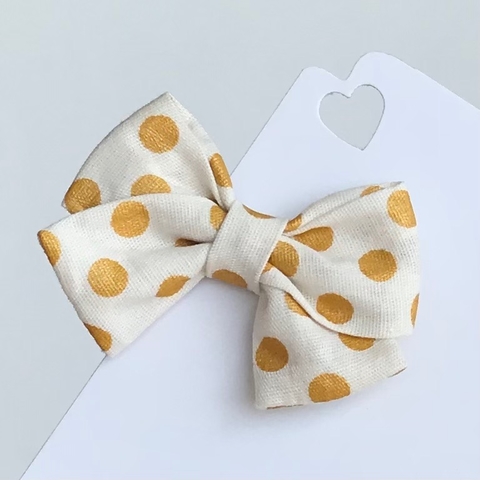 Laço Lou Lou - Off White com Bolas Douradas