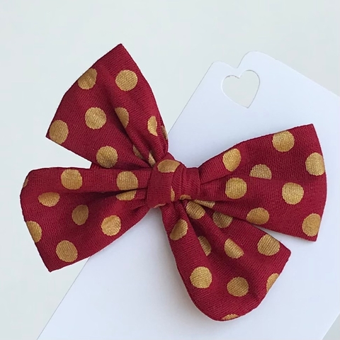 Laço Nozinho - Vermelho com Bolas Douradas