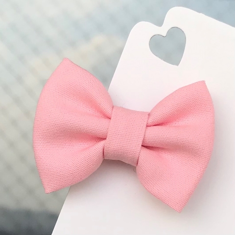 Laço gravatinha de tecido (5cm) - Rosa Bebê