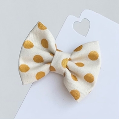 Laço gravatinha de tecido (5cm) Off Bolas Dourado - comprar online