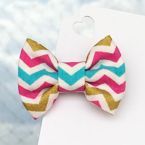 Laço gravatinha de tecido(5cm) - Chevron Colorido