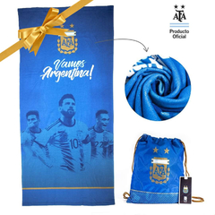 TOALLON AFA Argentina Messi Secado Rápido Original + MOCHILA DE REGALO