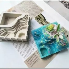 Molde Silicona Maceta Terrazas Isla Plantas Relieve Mini