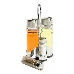 Set Condimentero Exhibidor Aceite Vinagre Sal Pimienta 4 Pcs