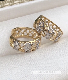 Brinco argola coração dois banhos