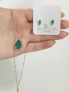 Conjunto colar e brinco gota