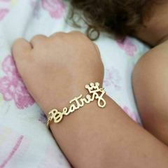 Pulseira Luxo infantil Alice com nome - Oluche Semijoias personalizadas