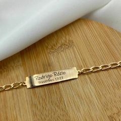 Pulseira masculina placa personalizada na internet