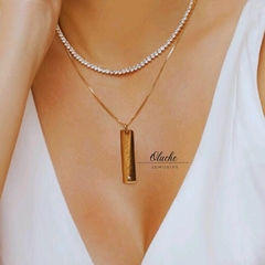 Colar com nome personalizado e primeira escrita pingente vertical - comprar online