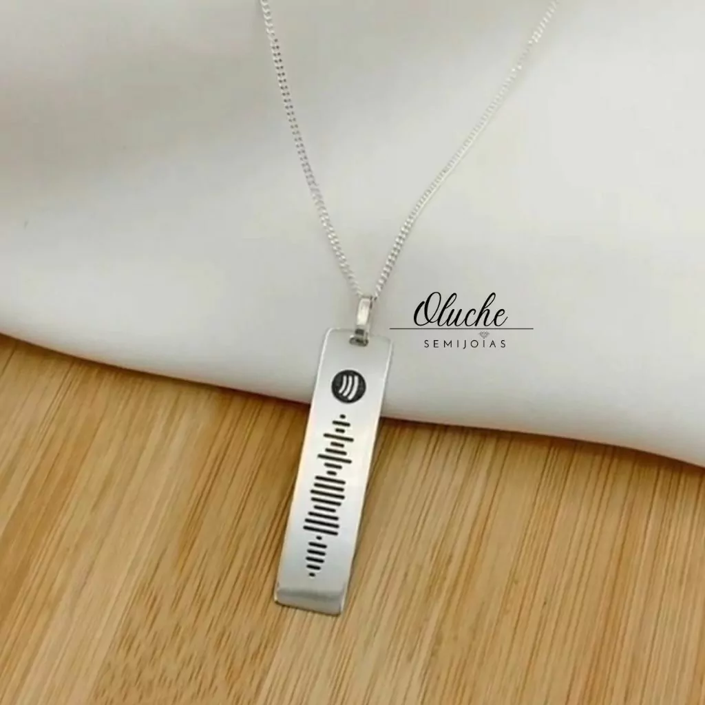 Colar personalizado música banhado a ouro 18k spotify code vertical