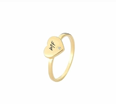 Anel ponto de luz com nome Personalizado Banho Ouro 18K