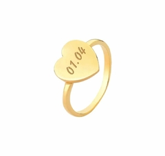 Anel personalizado iniciais Banho Ouro 18K - Oluche Semijoias personalizadas