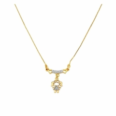 Colar personalizado 1 pingente filhos cravejado com zircônias Banho ouro 18k - comprar online