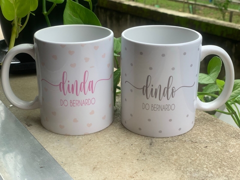 Kit c/ 2 Canecas em Cerâmica Branca Personalizadas