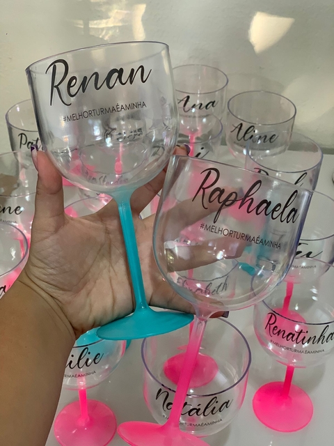 Kit c/ 17 Taças Gin Base Colorida + 2 Taças Gin Envelopadas