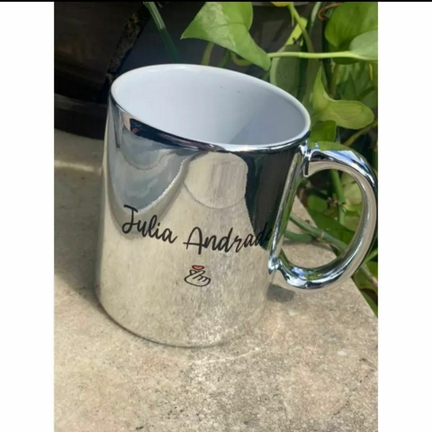 Kit c/ 10 Canecas de Cerâmica Cromada Personalizada