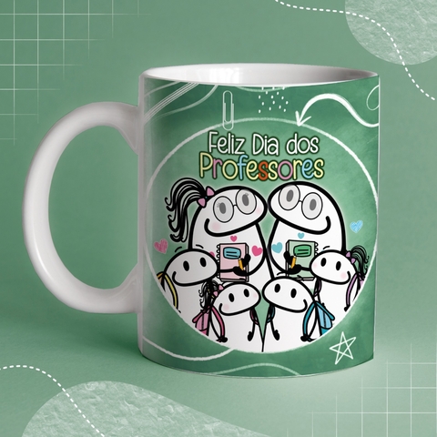 Caneca de Cerâmica flork "Feliz dia dos professores! A sua dedicação faz o nosso futuro melhor!"