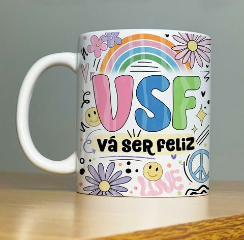 Caneca de Cerâmica "vsf - Vá Ser Feliz"