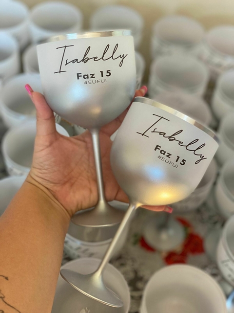 Kit c/ 15 Taças Gin Degrade com borda metalizada