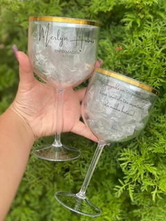 Kit c/ 35 Taças Gin Cristal com borda metalizada