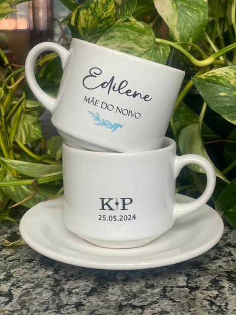 Kit c/ 4 Xícaras Com pires Personalizadas