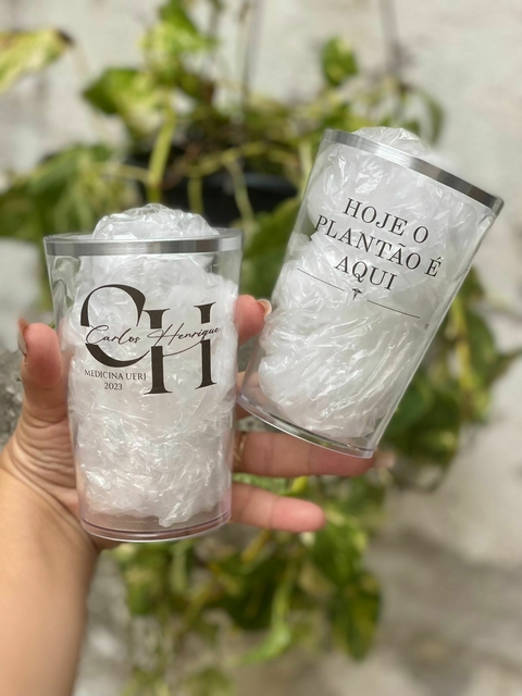 Kit c/ 40 Copos Twister Cristal Com borda metalizada