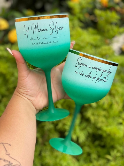 Kit c/ 13 Taças Gin Degrade com borda metalizada