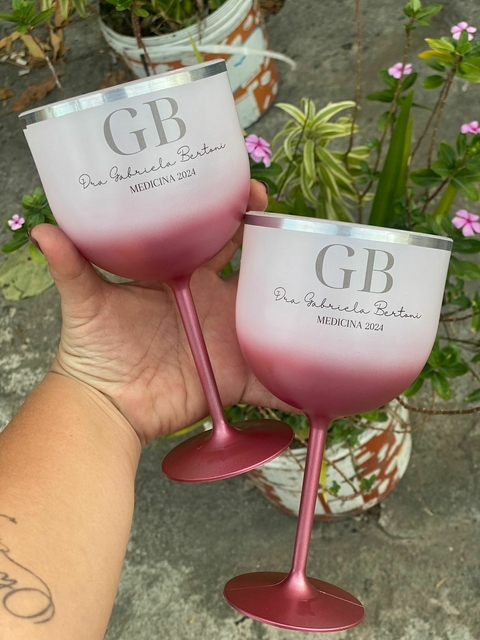 Kit c/ 10 Taças Gin Degrade com borda metalizada