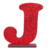 Letra "J" Mdf com Glitter Vermelho