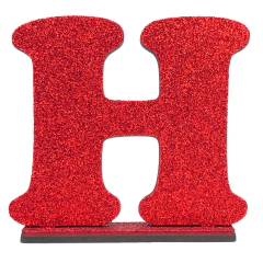 Letra "H" Mdf com Glitter Vermelho