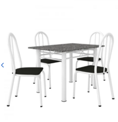 Conjunto Mesa e 4 Cadeiras Monique Artefamol Branco/preto - comprar online