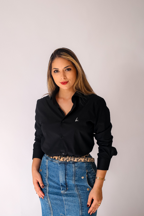 Camisa Feminina Biaso - algodão Preta