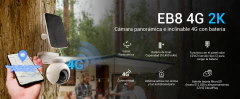 EB8-4G - Camara de Batería Recargable / 4G Multicarrier / Compatible con Panel Solar CS-CMT-SOLARPANEL-E conector Tipo C / Seguimiento Inteligente / V en internet